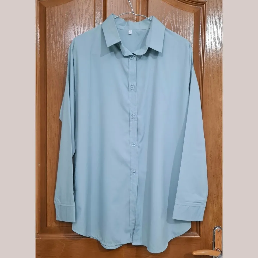 شومیز کرپ آبی روشن