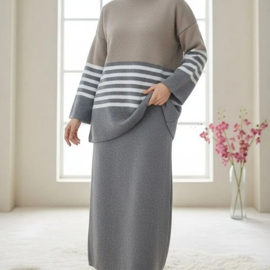 ست بلوز و دامن بافت