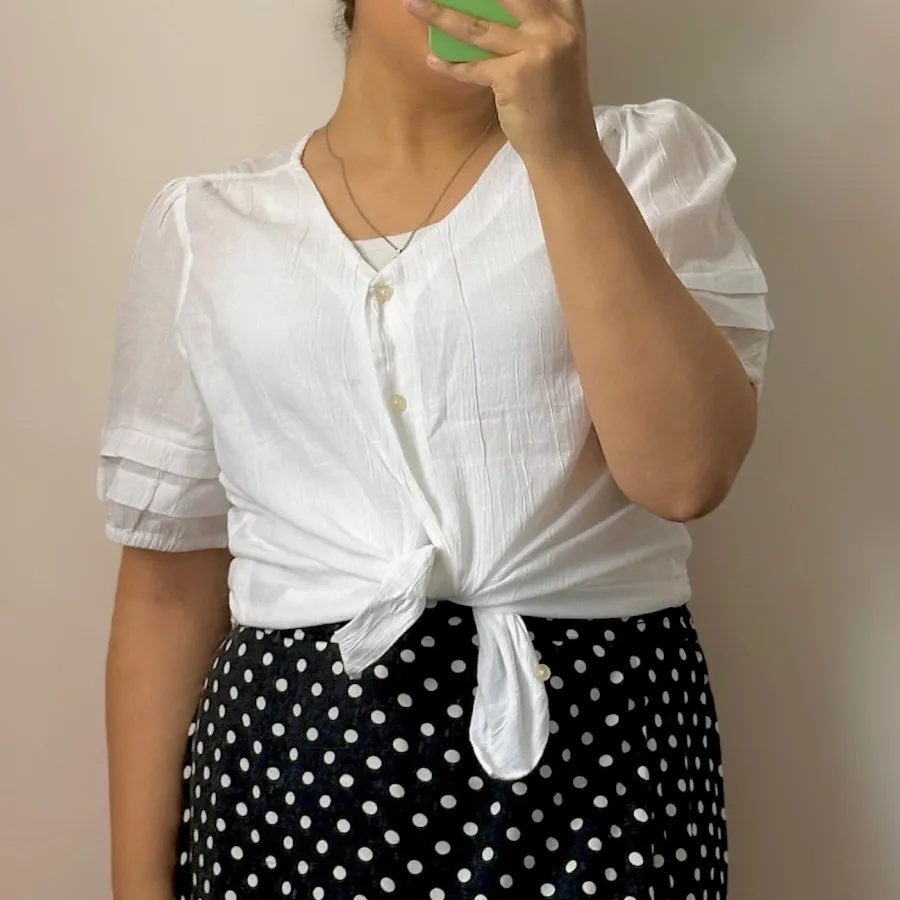 شومیز سفید آستین پفی