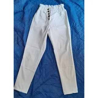شلوار سفید کتان کش