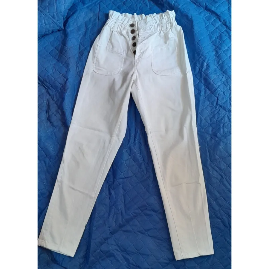 شلوار سفید کتان کش