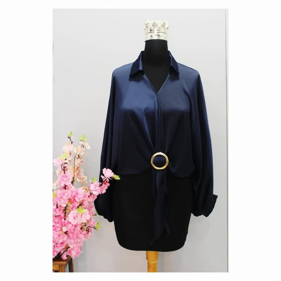 شومیز گرهی سرمه ای