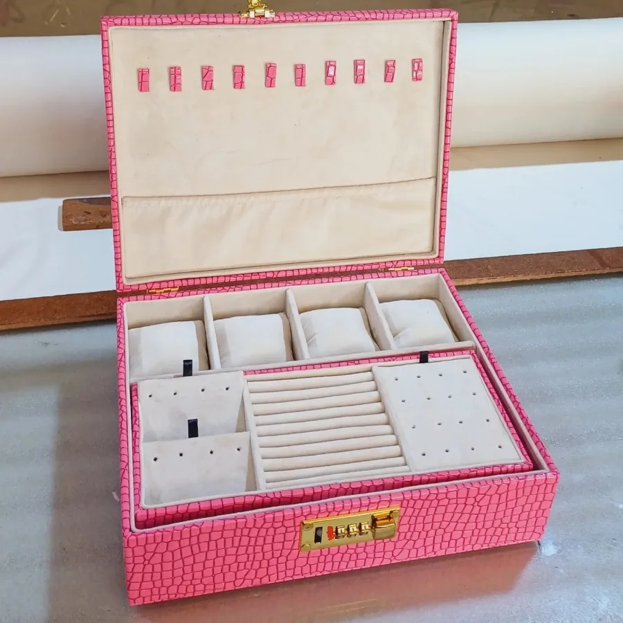 جعبه جواهری چرمی قفل رمزی