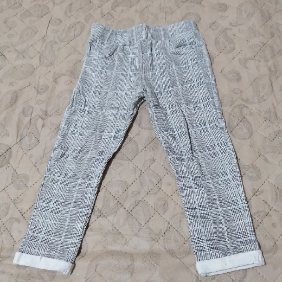 شلوار طوسی چهارخونه بچه