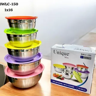 کاسه استیل 5تیکه درب رنگی