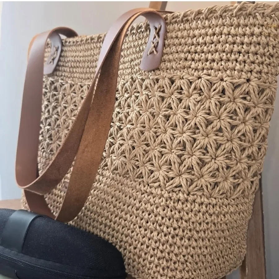 کیف بزرگ رافیا طرح ستاره