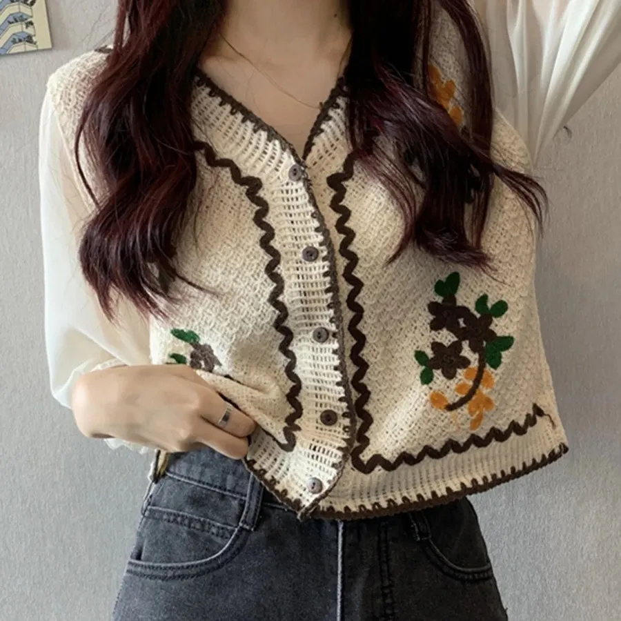 شومیز قلاب بافی گلدوزی