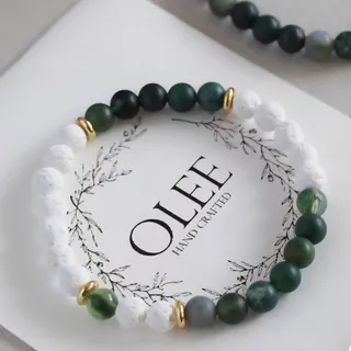 دستبند عقیق خزه‌ای