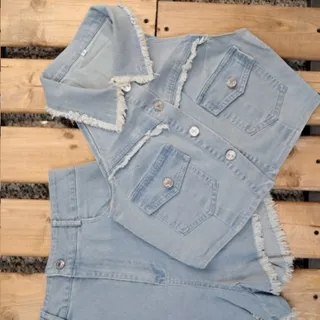 ست وست و شلوارک جین