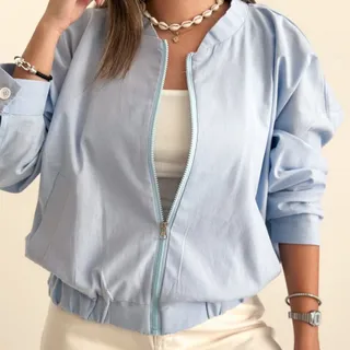 بامبر جکت آبی پاستیلی