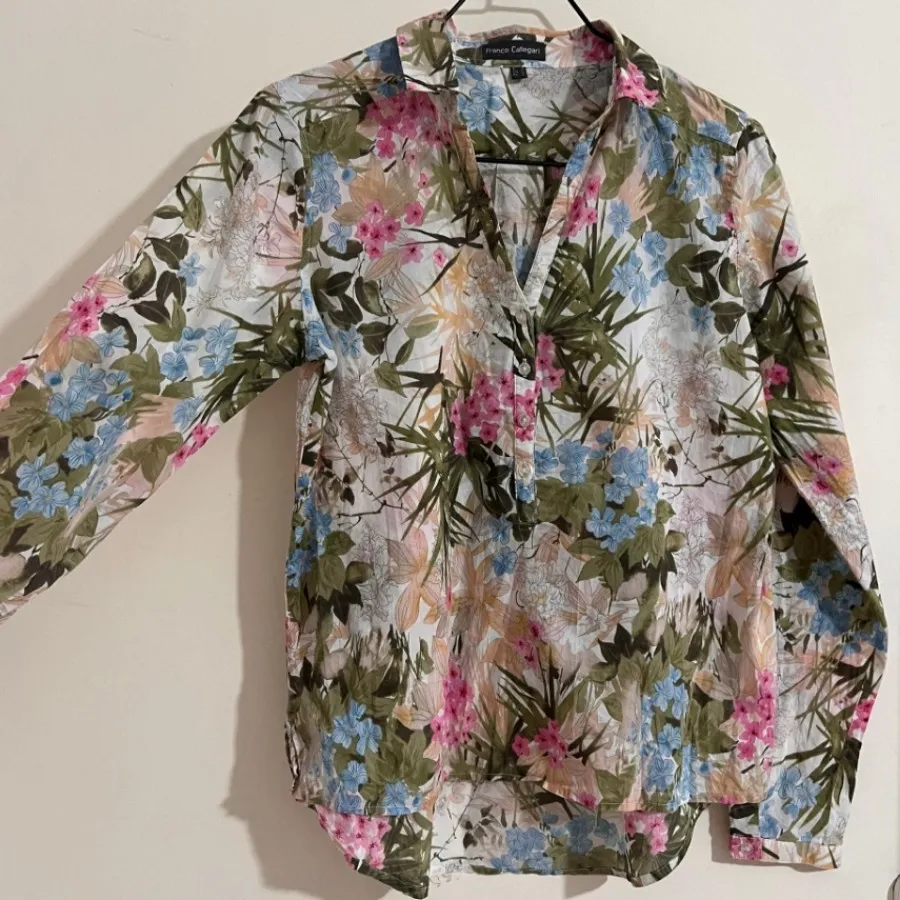 شومیز جلو بسته گلدار نخی