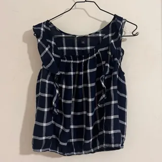 تاپ سورمه ای چهارخونه نخی