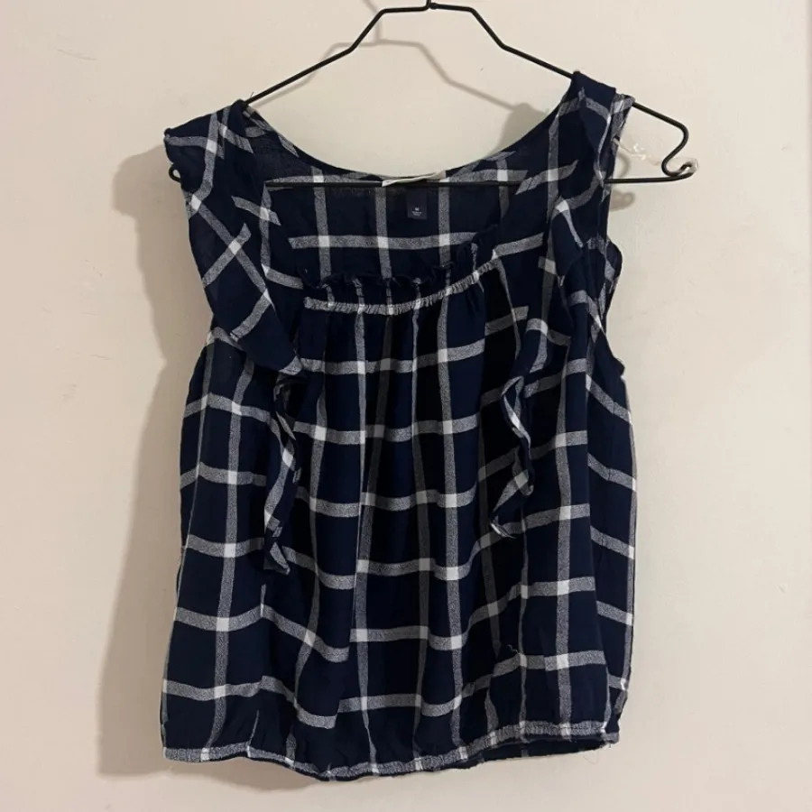 تاپ سورمه ای چهارخونه نخی