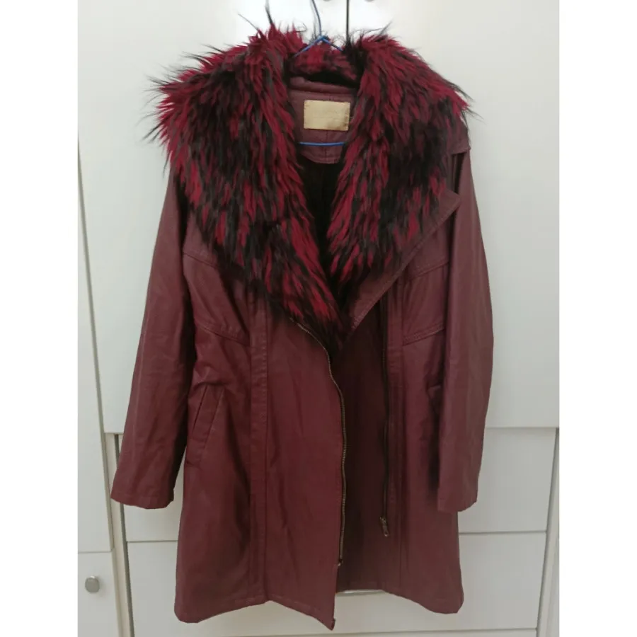 پالتو چرم زنانه زرشکی