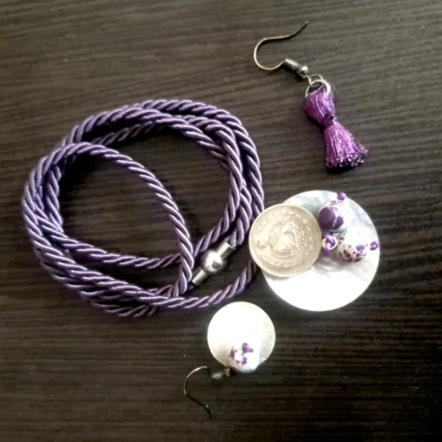 گردنبند سنتی صدفی گوشواره