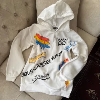 هودی سفید طرح دار