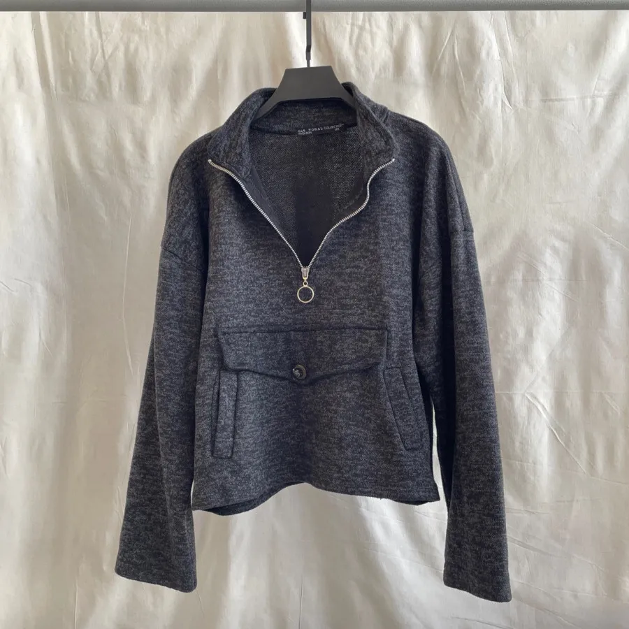 نیم زیپ رنگ ذغالی