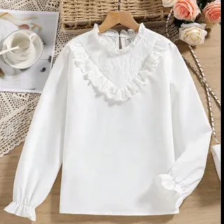 شومیز سفد یقه تور