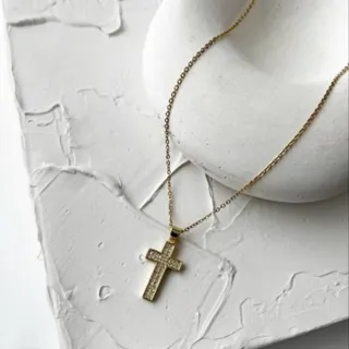 گردنبند فول نگین صلیب طلا