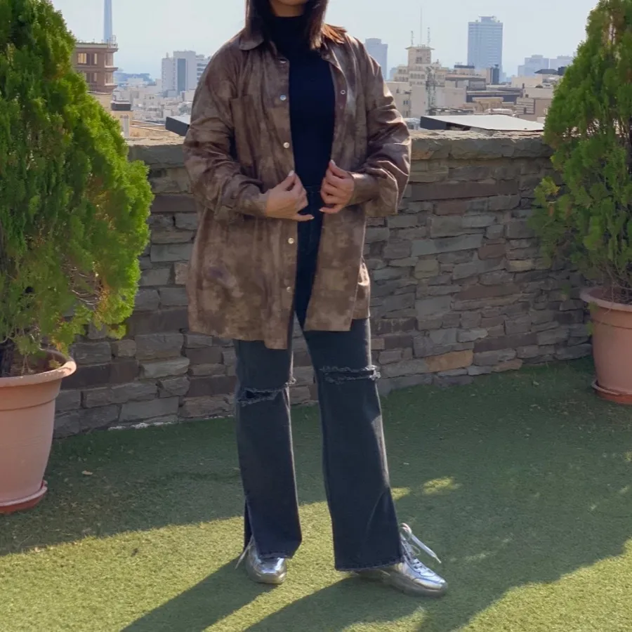 شومیز چرم دکمه دار پاییزه