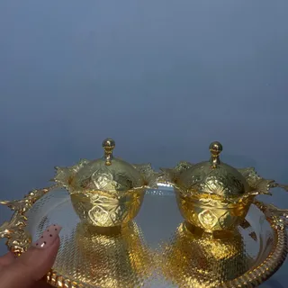 ست سینی استیل و قندان