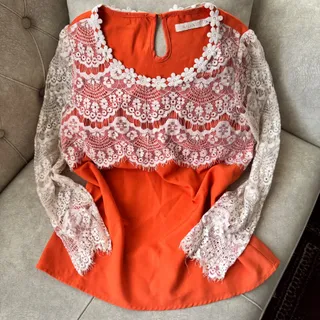 بلوز بولیز گیپوری نارنجی