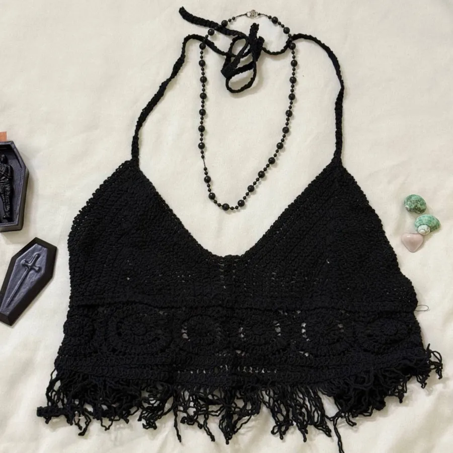 کراپ قلاب بافی مشکی ??