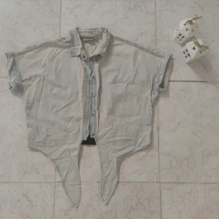 کراپ شومیز جلو گره جین