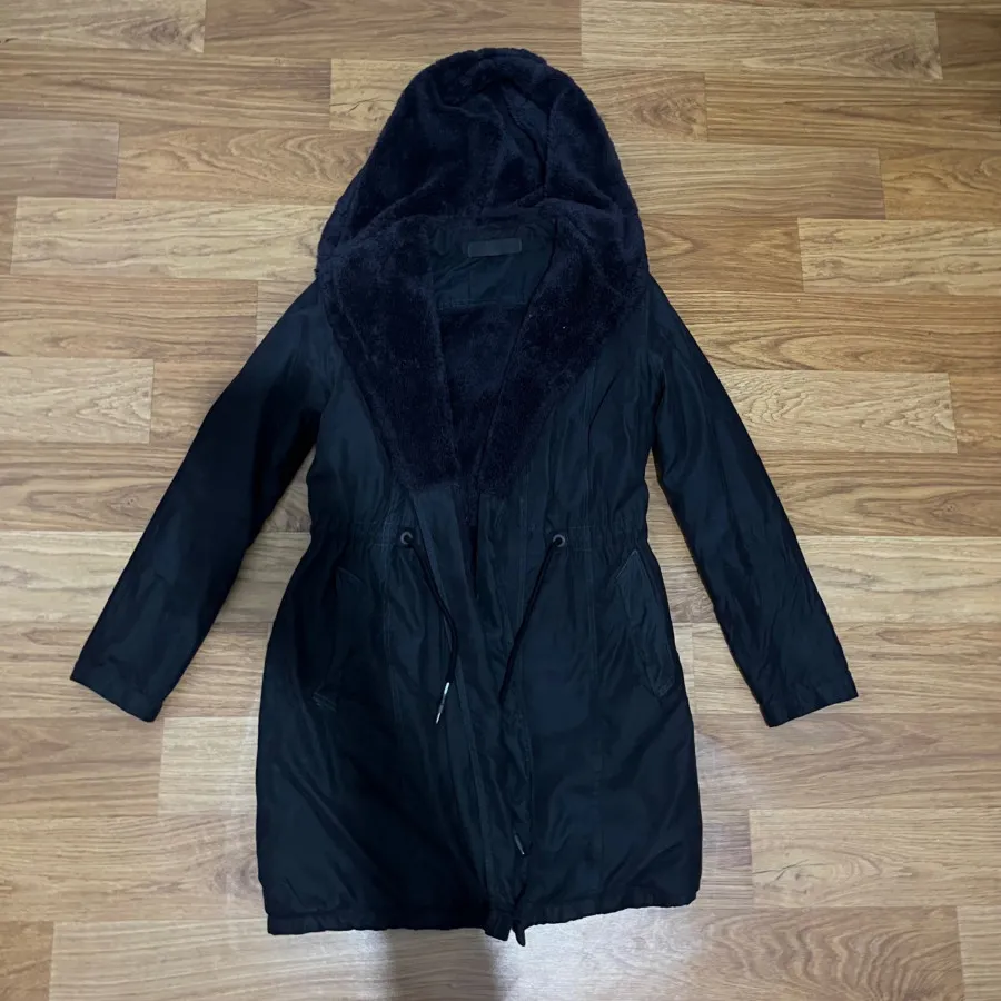 پالتو گرم مشکی کلاه دار