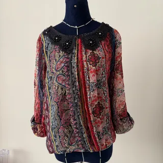 بلوز حریر طرح‌دار