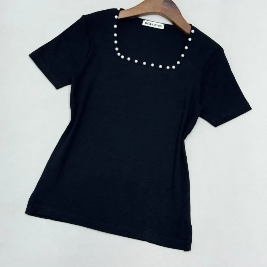 بلوز یقه خشتی مرواریدی