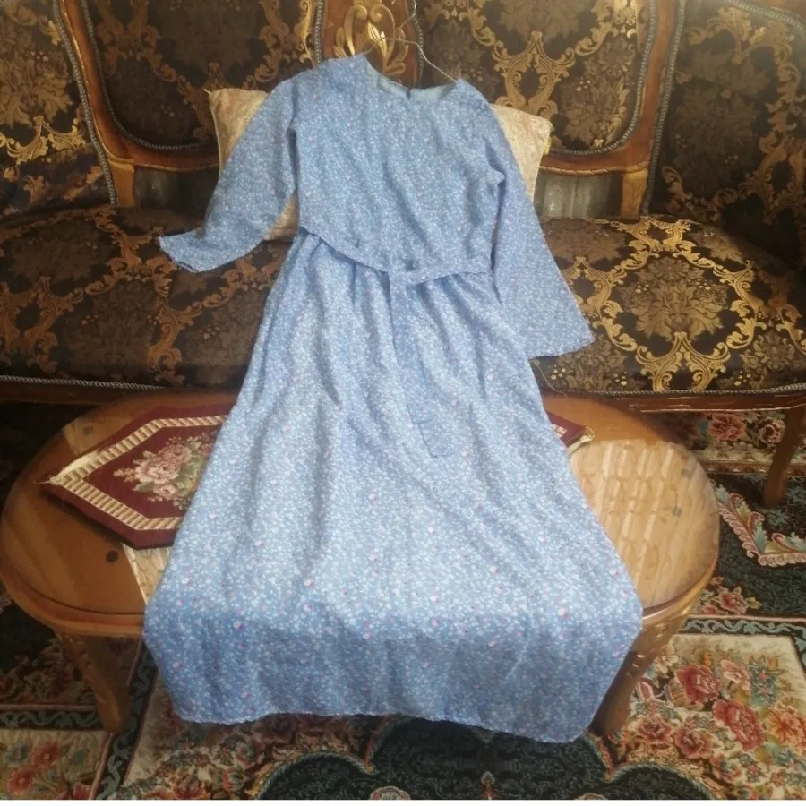 پیراهن حریر بلند آبی