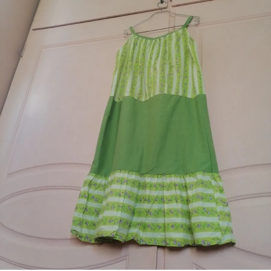 پیراهن بلند نخی سبز