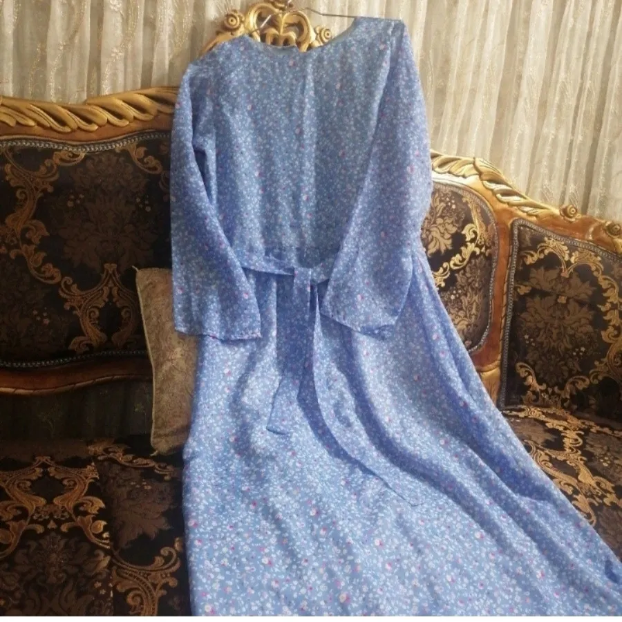 پیراهن حریر بلند آبی