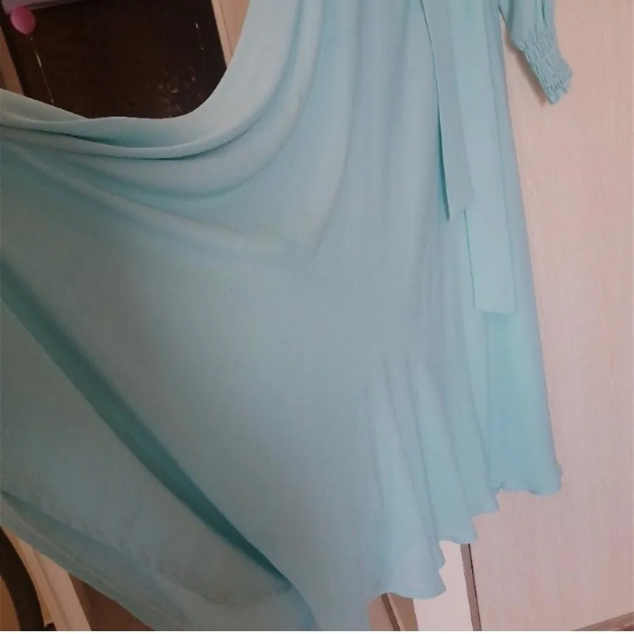 پیراهن حریر بلند آبی