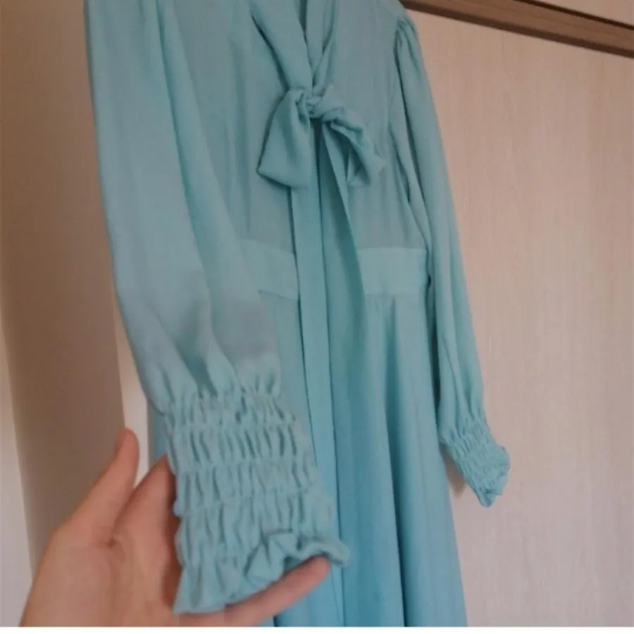 پیراهن حریر بلند آبی