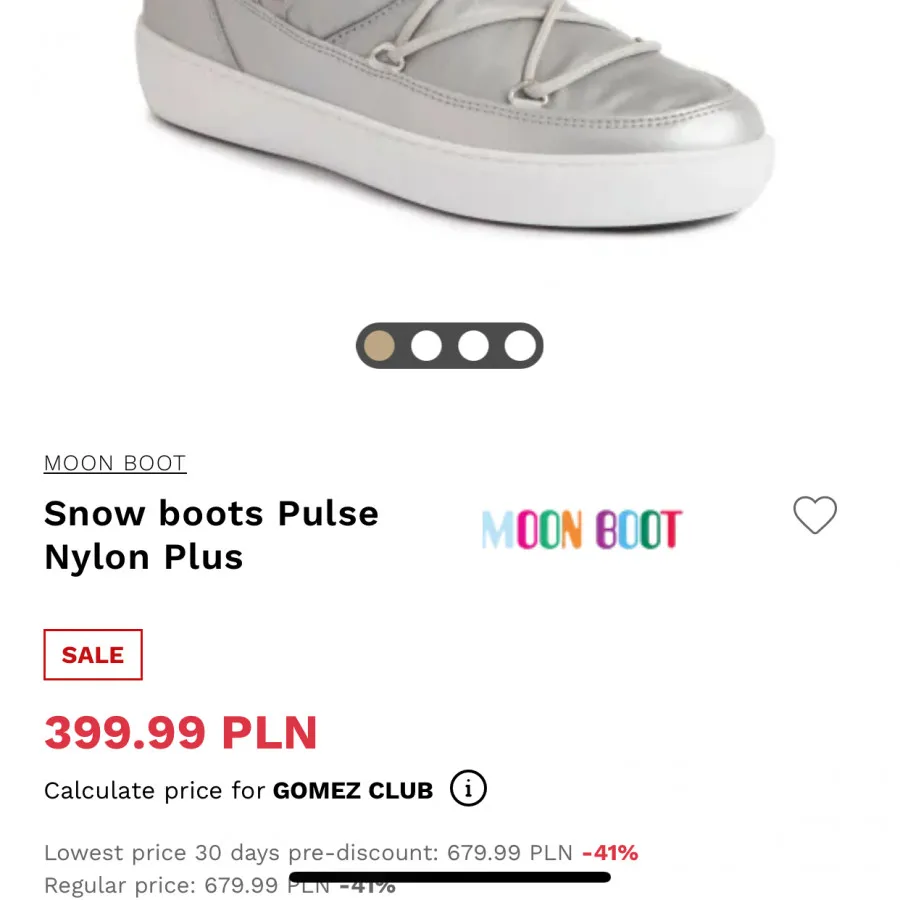 بوت moon boot نقره ای