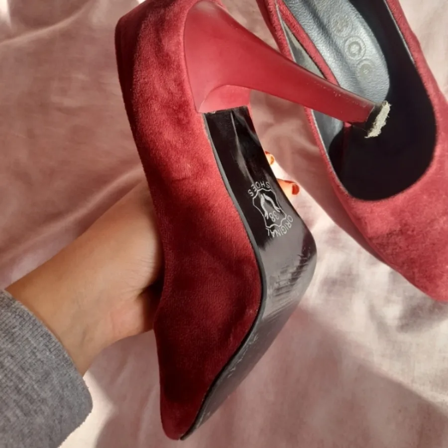 کفش مجلسی مخمل زرشکی