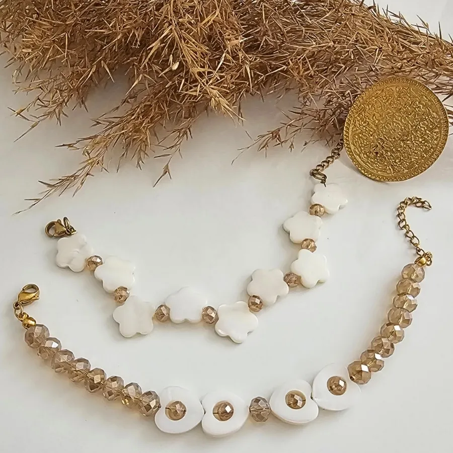 دستبند صدف و کریستال