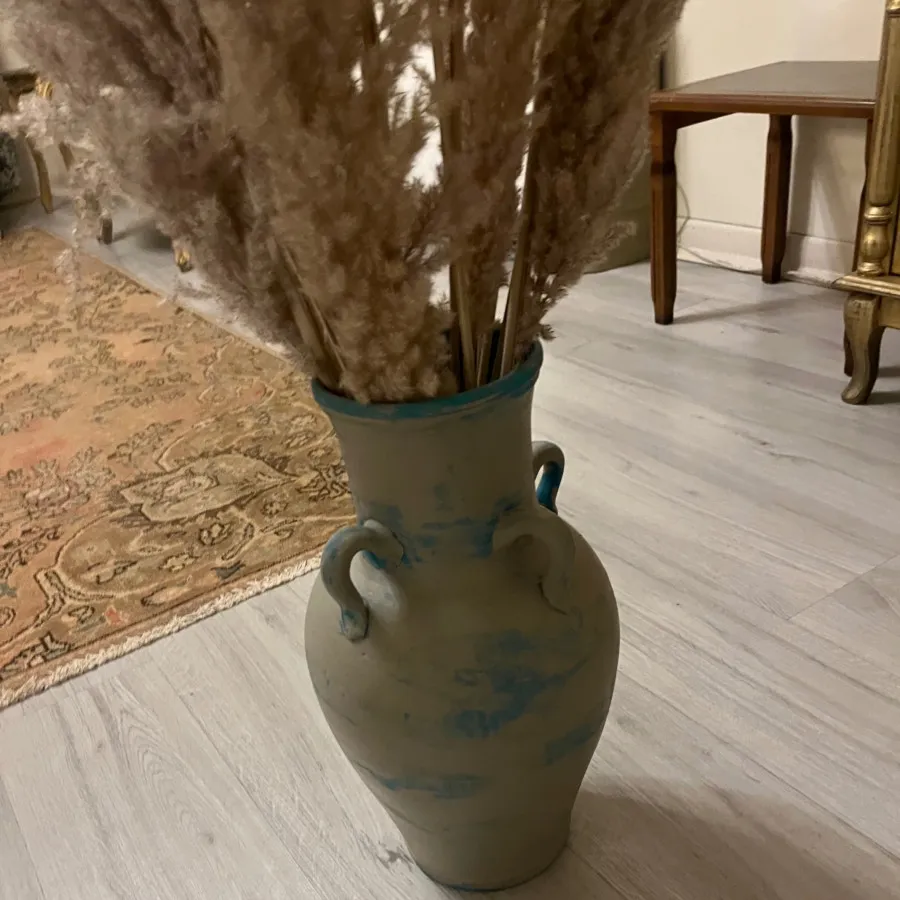 گلدان سفالی پتینه و گل