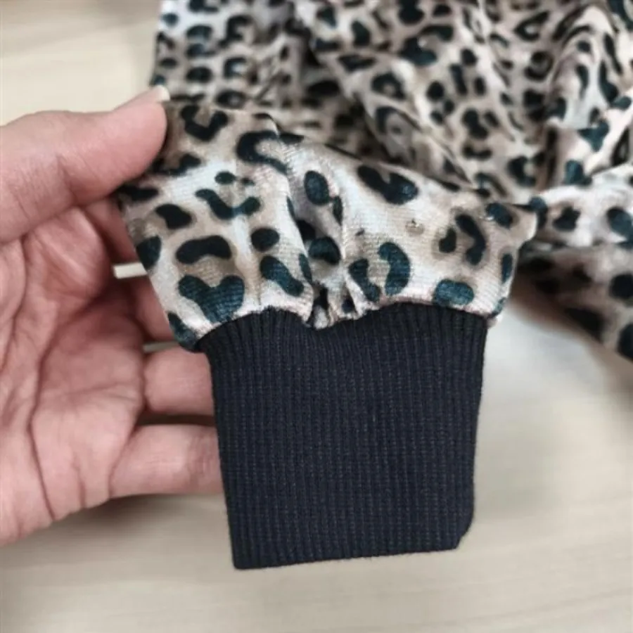 بلوز شلوار چرم مخمل پلنگی