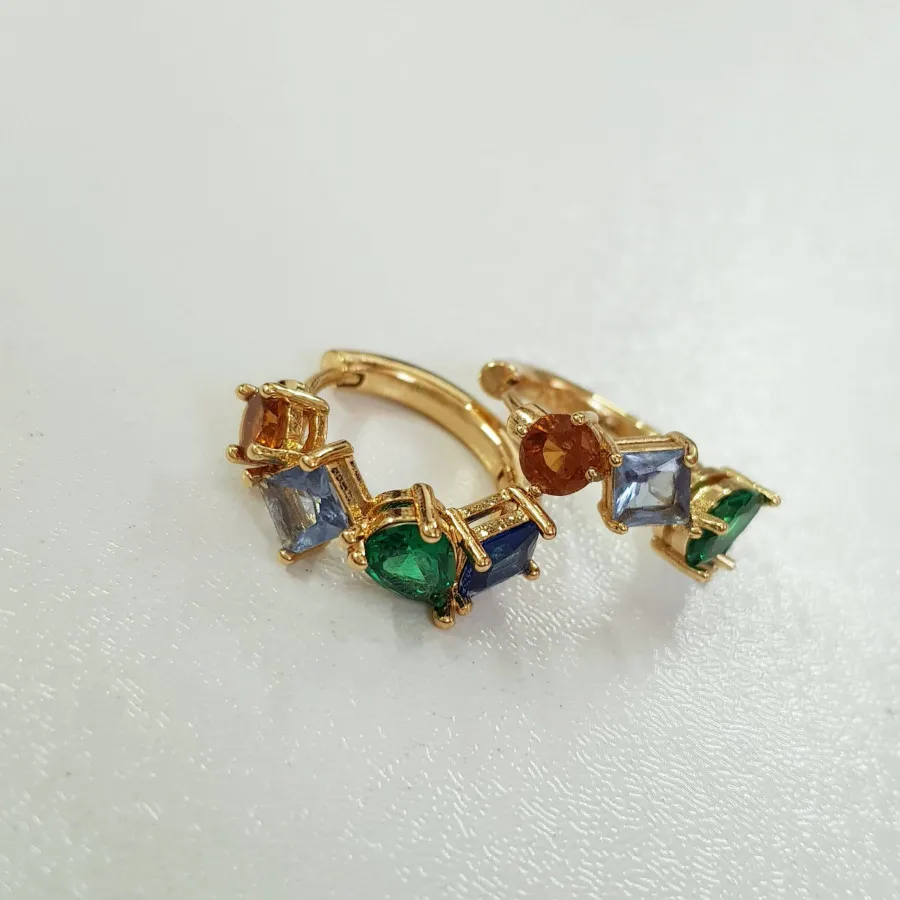 گوشواره آب طلا نگین رنگی