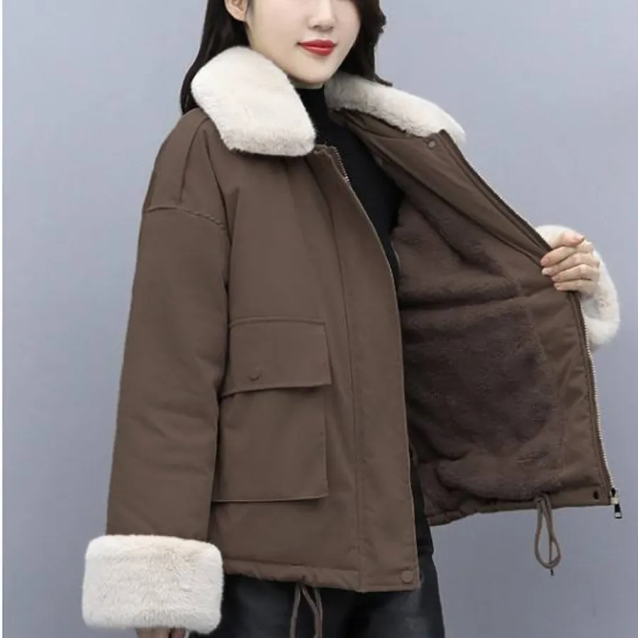 کاپشن جنس کتان داخل خز