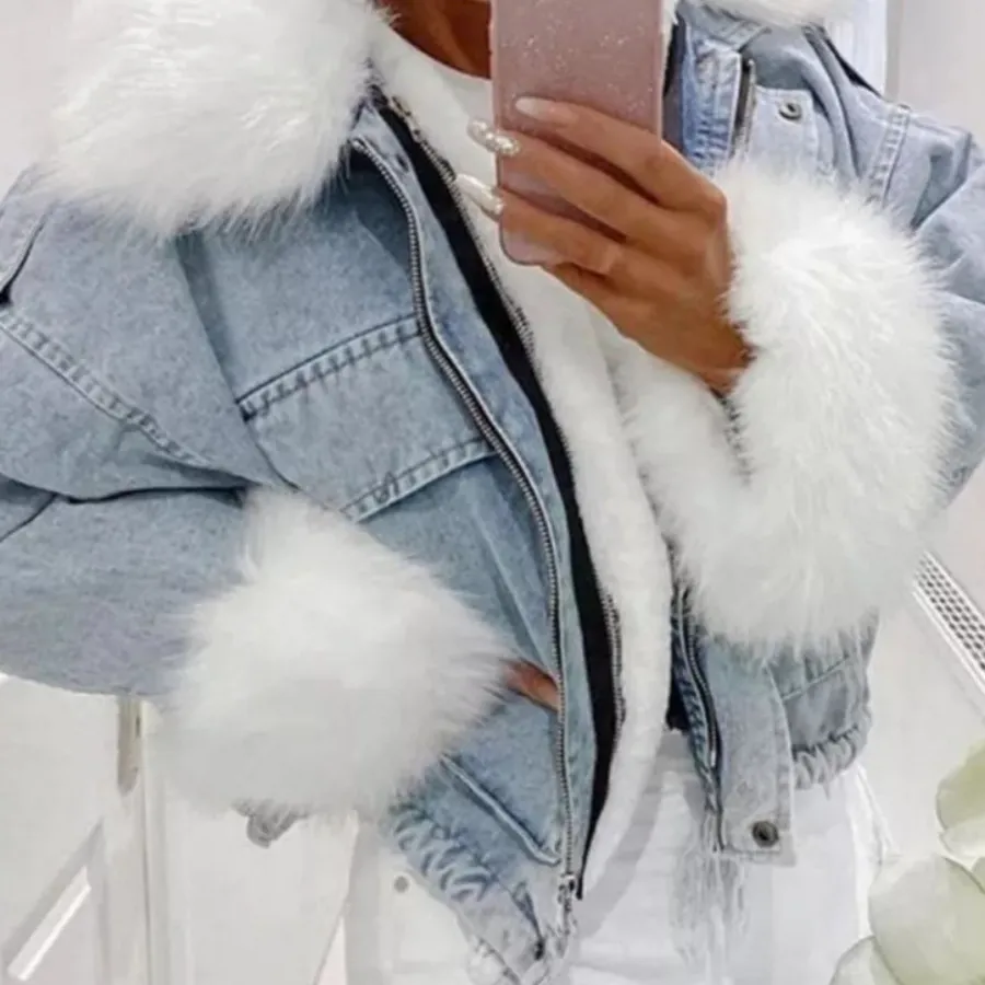 کاپشن جین خزدار