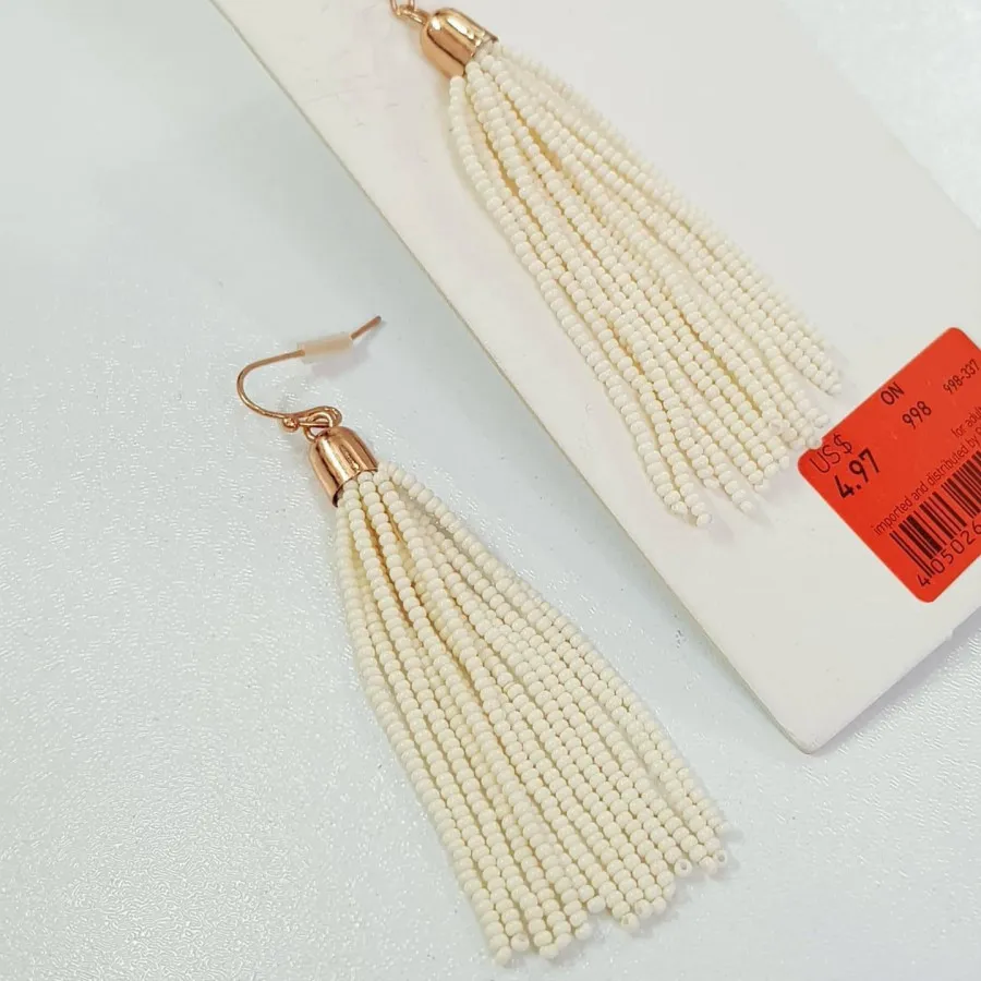 گوشواره آویز منجوق سفید