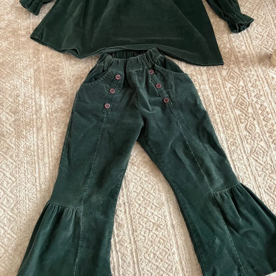 بلوز شلوار مخمل سبز