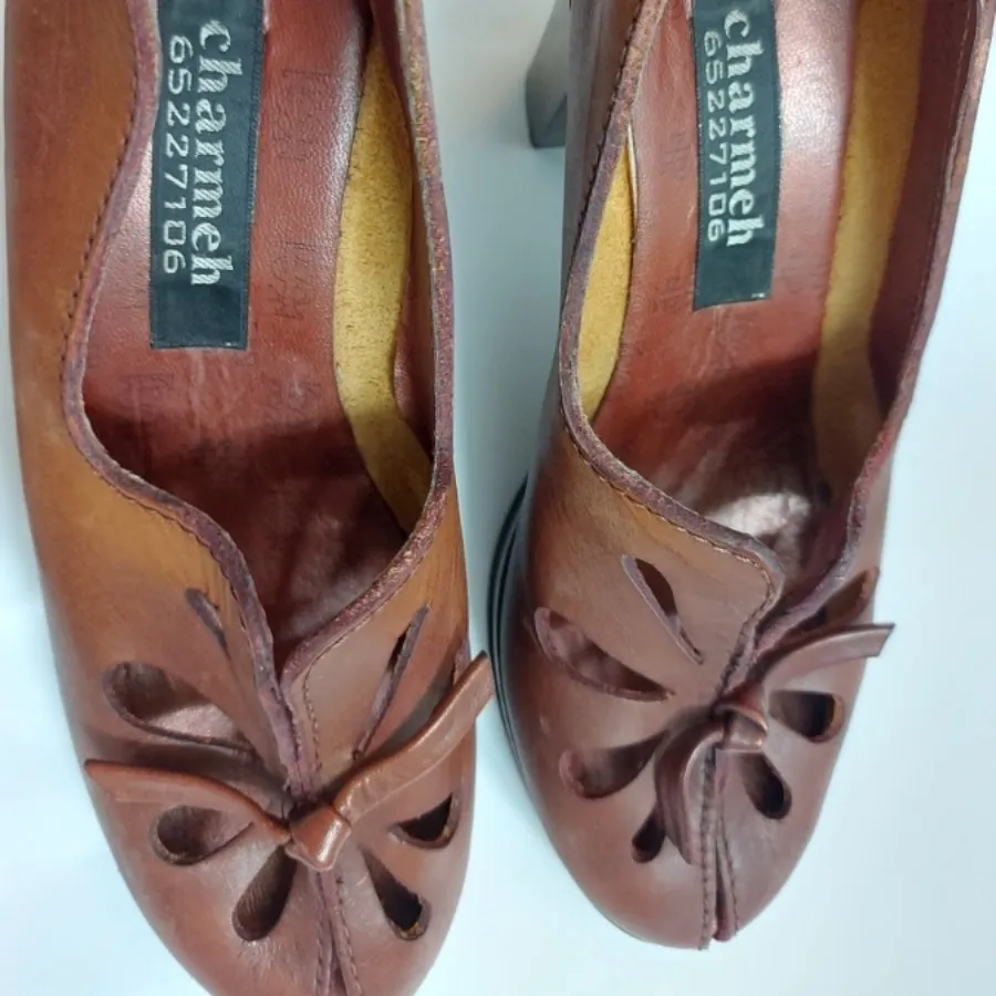 کفش چرم زنانه ، سماقی رنگ
