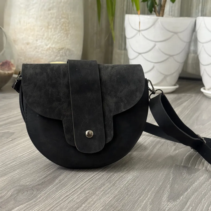 کیف دوشی مشکی جیر