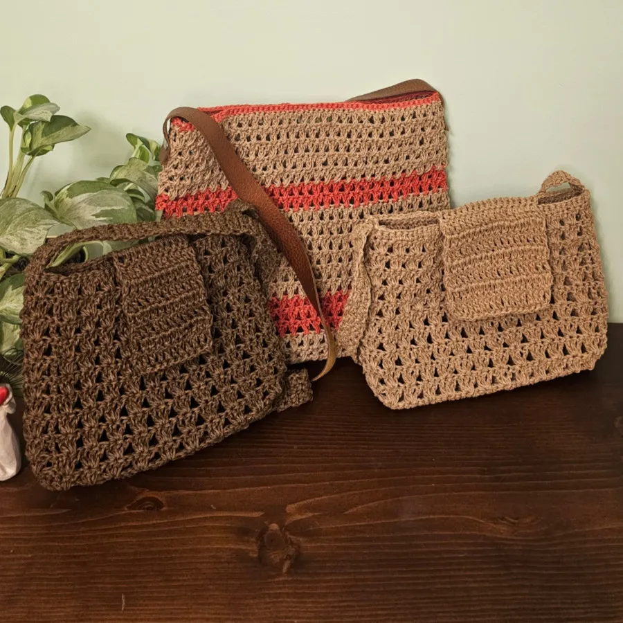 کیف دوشی رافیا دستبافت