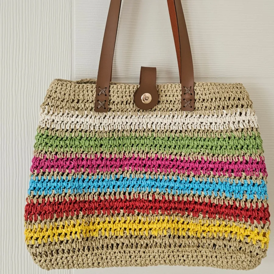 کیف دستبافت رافیا رنگی
